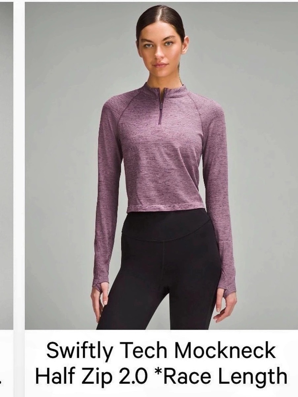 lululemon Swiftly Tech Mockneck Half Zip 2.0 Race Length Purple Size 4